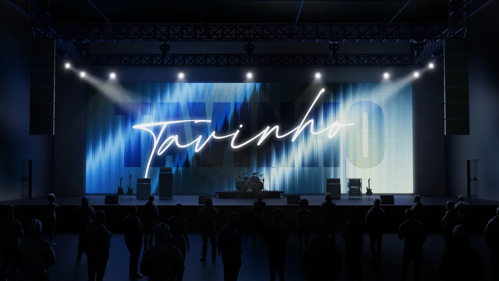 Palco com a assinatura no telão